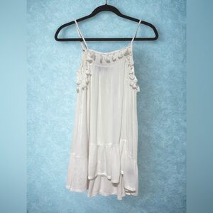 New!POL White Tassel Strap Flowy Tank Top Size Sm Cotton Rayon Blend Boho Style